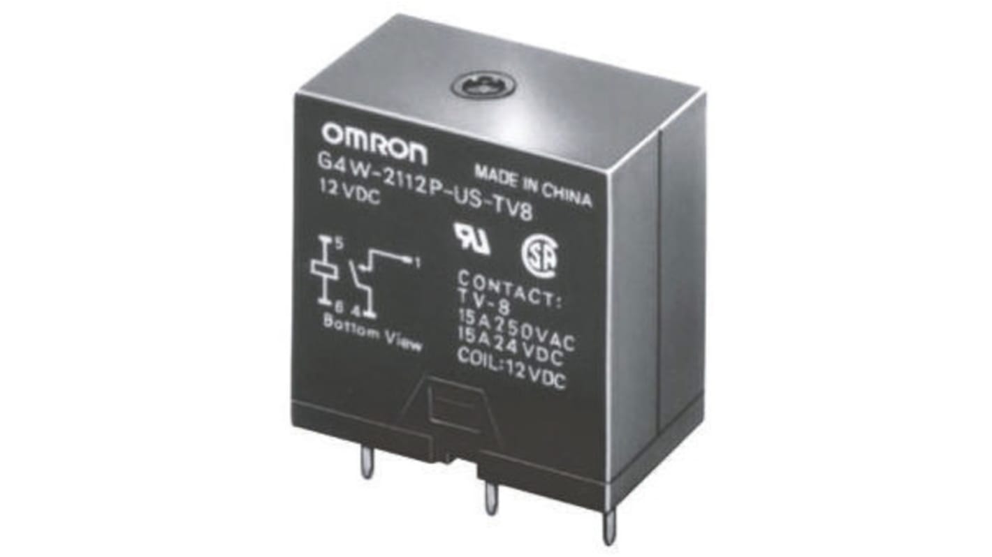 Omron G4W  Monostabiles Relais, Printrelais DPST 15A 24V dc Spule