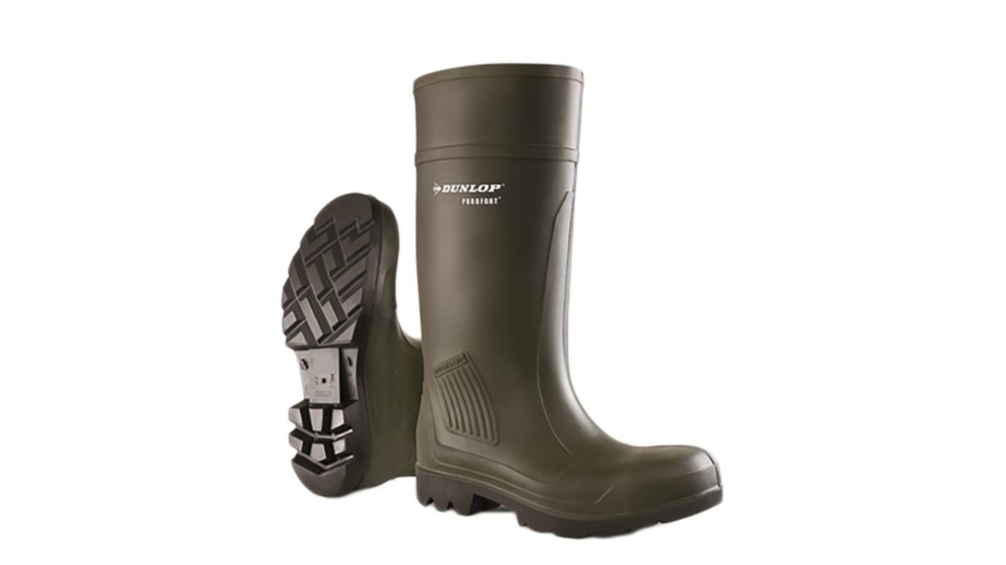 Dunlop Purofort Green Steel Toe Capped Women's Safety Wellingtons, UK 4, EU 37