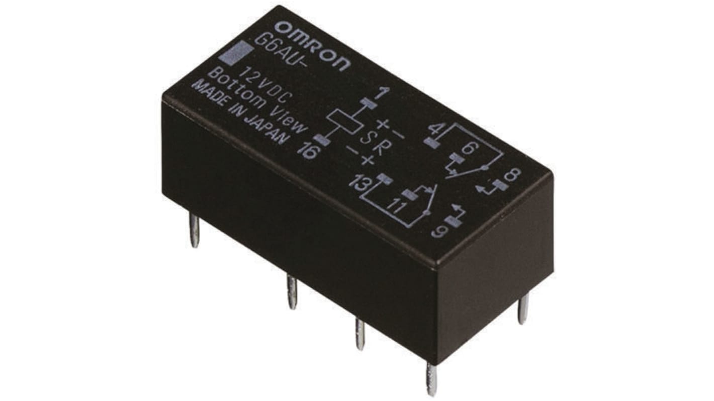 Omron PCB Mount Latching Signal Relay, 24V dc Coil, 2A Switching Current, DPDT