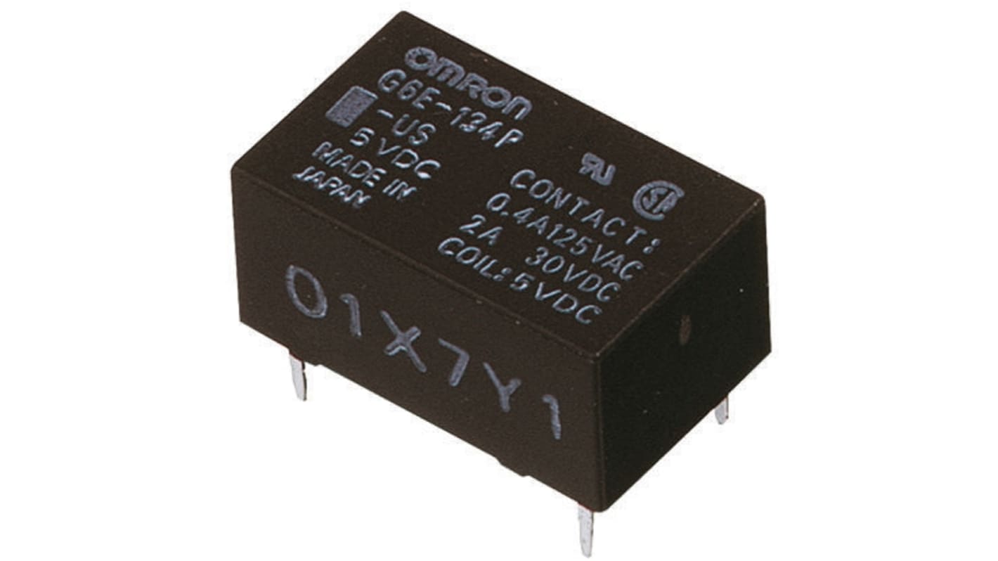 Relé de potencia sin enclavamiento Omron G6E de 1 polo, SPDT, bobina 24V dc, 3A, Montaje en PCB