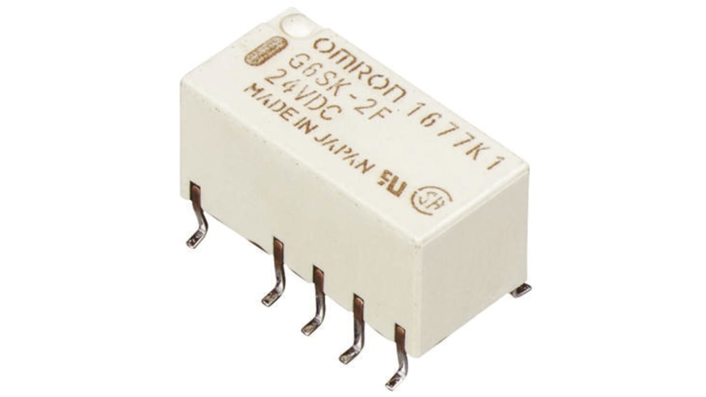 Omron Surface Mount Latching Signal Relay, 24V dc Coil, 2A Switching Current, DPDT