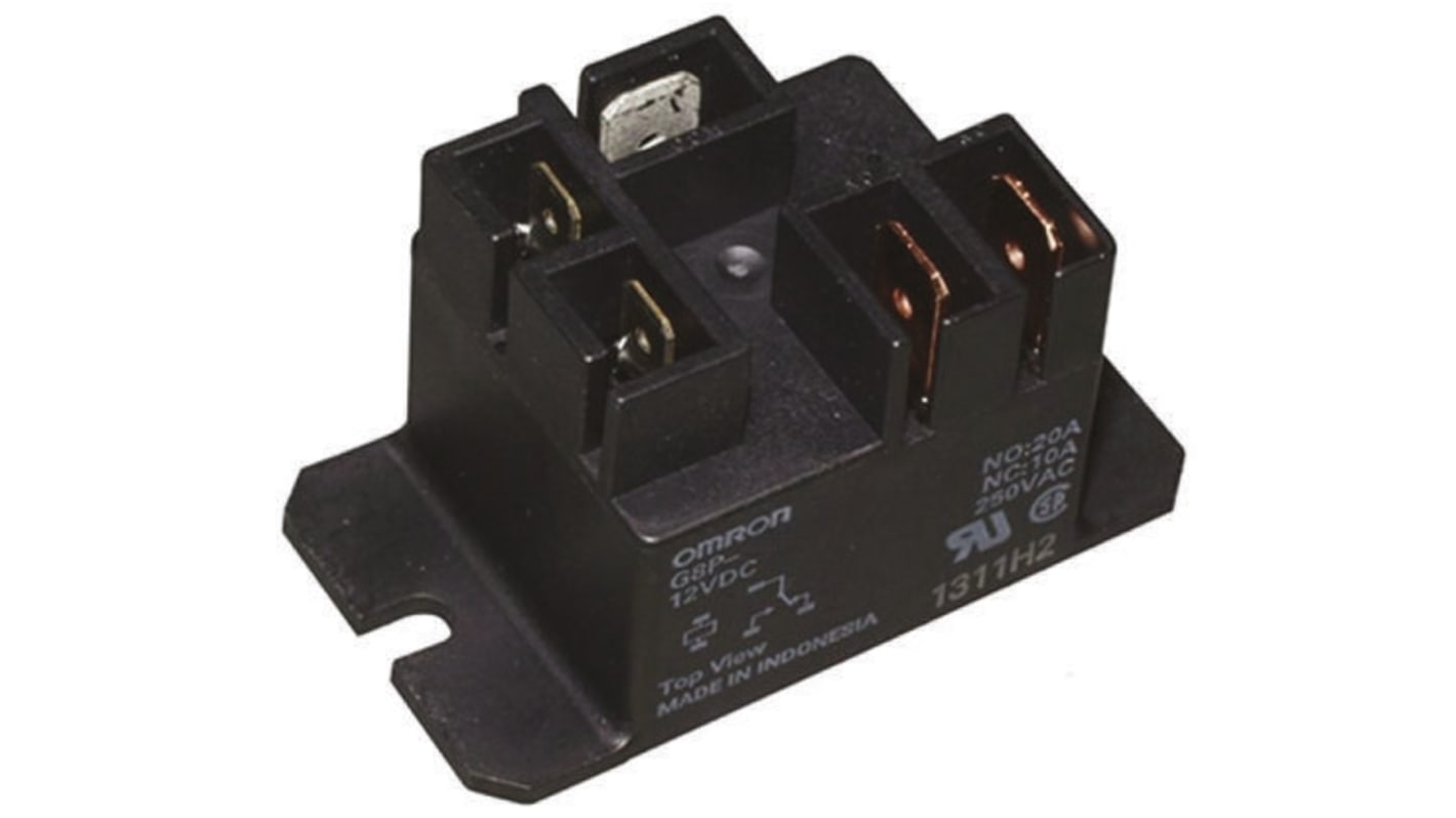 Omron Flange Mount Non-Latching Relay, 5V dc Coil, 30A Switching Current, SPST