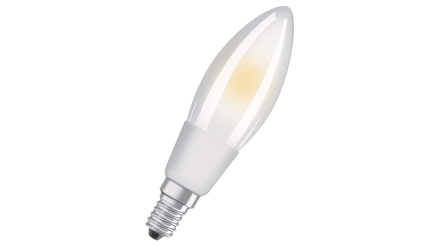 Žárovka LED GLS, 5 W, ztlumitelná: stmívatelná, objímka žárovky: E14 ve tvaru svíčky, 240 V ekvivalent 40W, barevný