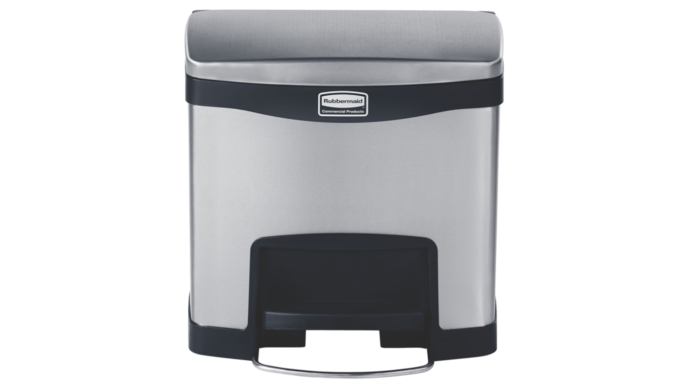 Rubbermaid Commercial Products Edelstahl Mülleimer 15L Chrom T 302.3mm H. 399.5mm B. 395.7mm, mit Deckel