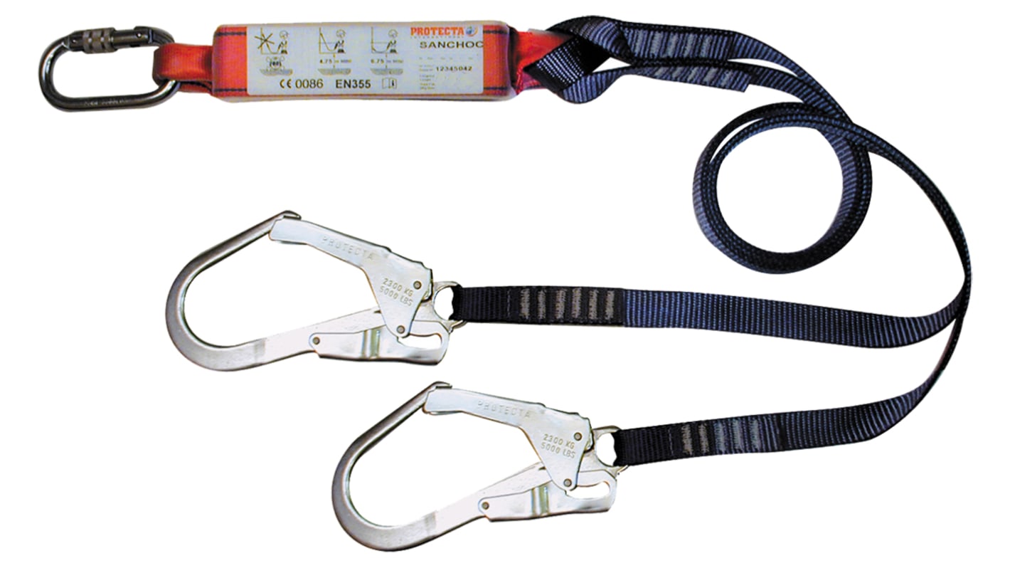 Protecta nicht verstellbar Karabiner Schrauben Fallschutz Polyester Dehnbarer Falldämpfer, Gew.Bel. 100kg, 1.5m