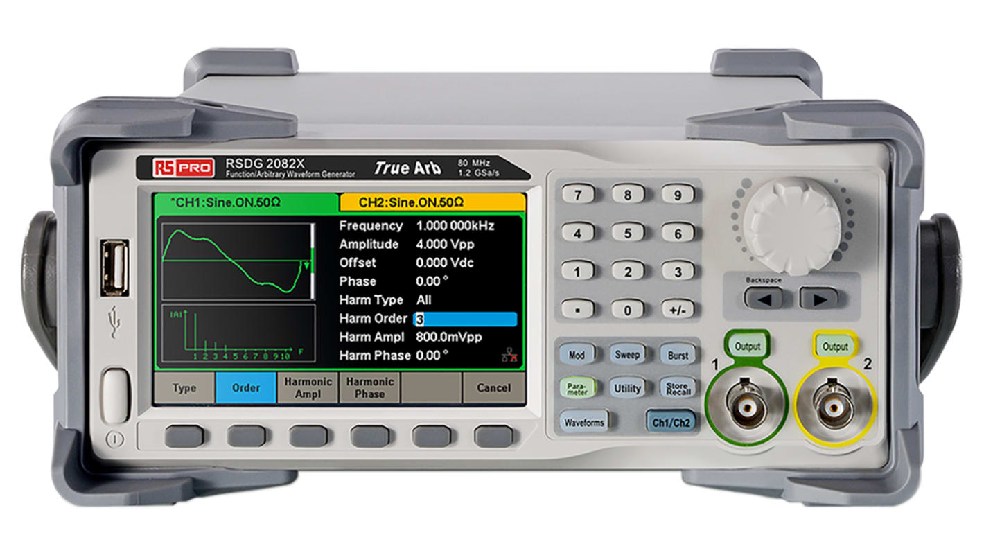 RS PRO Arbiträr-Funktionsgenerator mit LCD Arbiträr-Wellenform, 80MHz / 20V ss, LAN, USB-Gerät, USB-Host