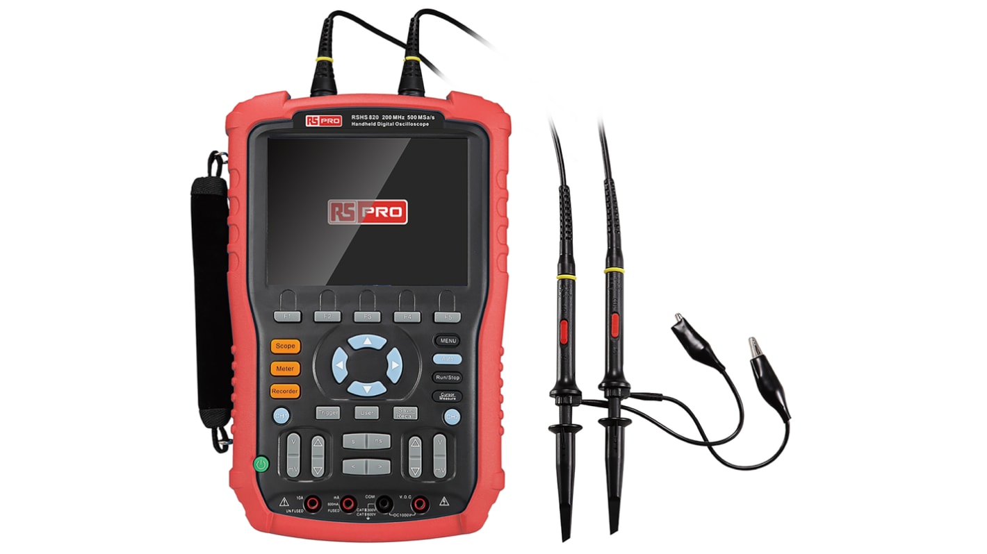 RS PRO RSHS820 Digital Handheld Oscilloscope, 2 Analogue Channels, 200MHz - UKAS Calibrated