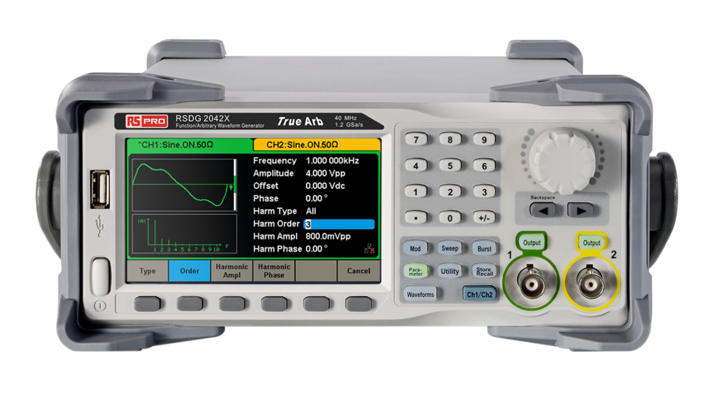 RS PRO Funktionsgenerator mit LCD  Arbiträr-Wellenform, 40MHz / 20V ss, LAN, USB-Gerät, USB-Host, ISO-kalibriert