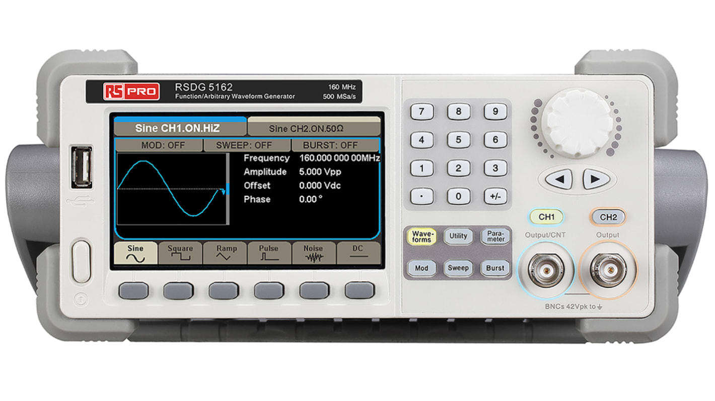 RS PRO Arbitrary Waveform Generator, 160MHz Max, 1 μHz Min - RS Calibrated