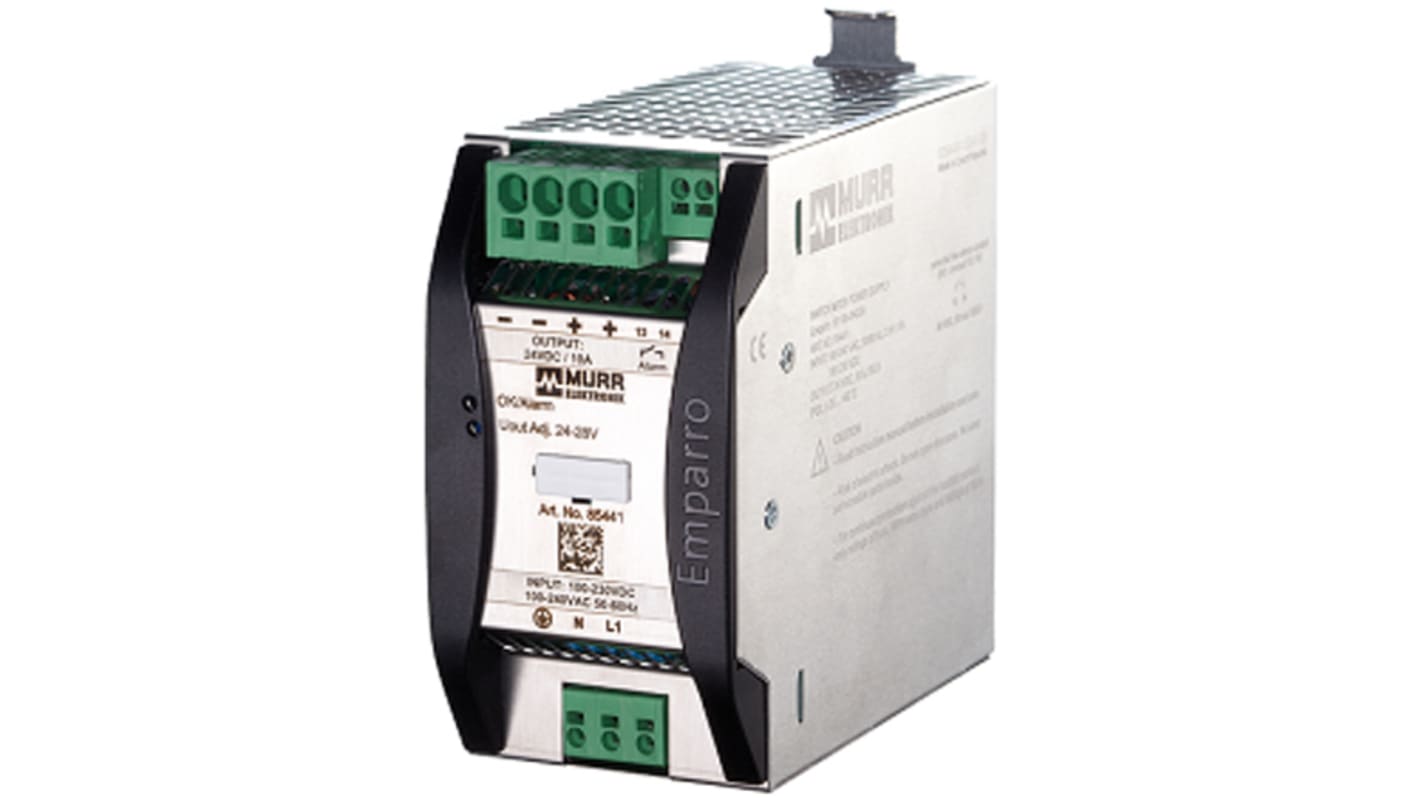 Murrelektronik Limited EMPARRO Switched Mode DIN Rail Power Supply, 230V ac, 24V dc dc Output, 10A Output, 240W