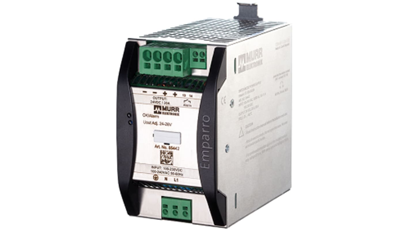 Murrelektronik Limited EMPARRO Switch Mode DIN Rail Power Supply, 230V ac, 24V dc dc Output, 20A Output, 480W