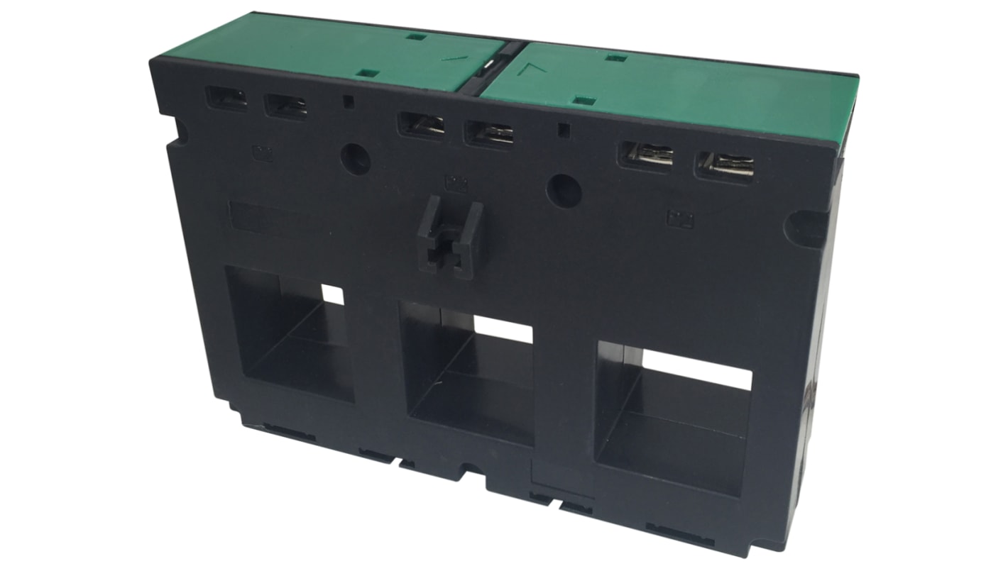 Transformador de corriente Sifam Tinsley Omega, Montaje en Base, entrada 300A, ratio: 300:5, Ø int. 45mm, dim. 141 x 38