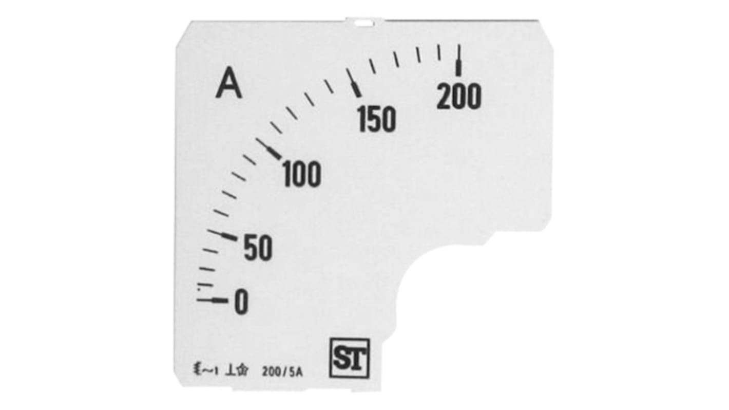 Sifam Tinsley Messgeräteskala 200 A für 72 x 72 analoges Einbau-Amperemeter