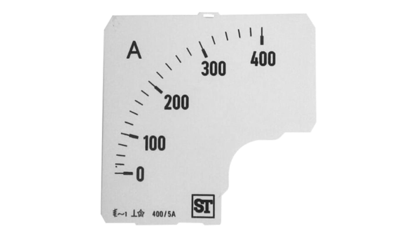 Escala de medidor de 400 A Sifam Tinsley para usar con amperímetro analógico de panel de 72 x 72