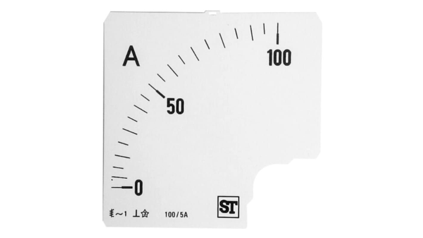 Scala misuratore 100A Sifam Tinsley per uso con Amperometro analogico da pannello 96 x 96