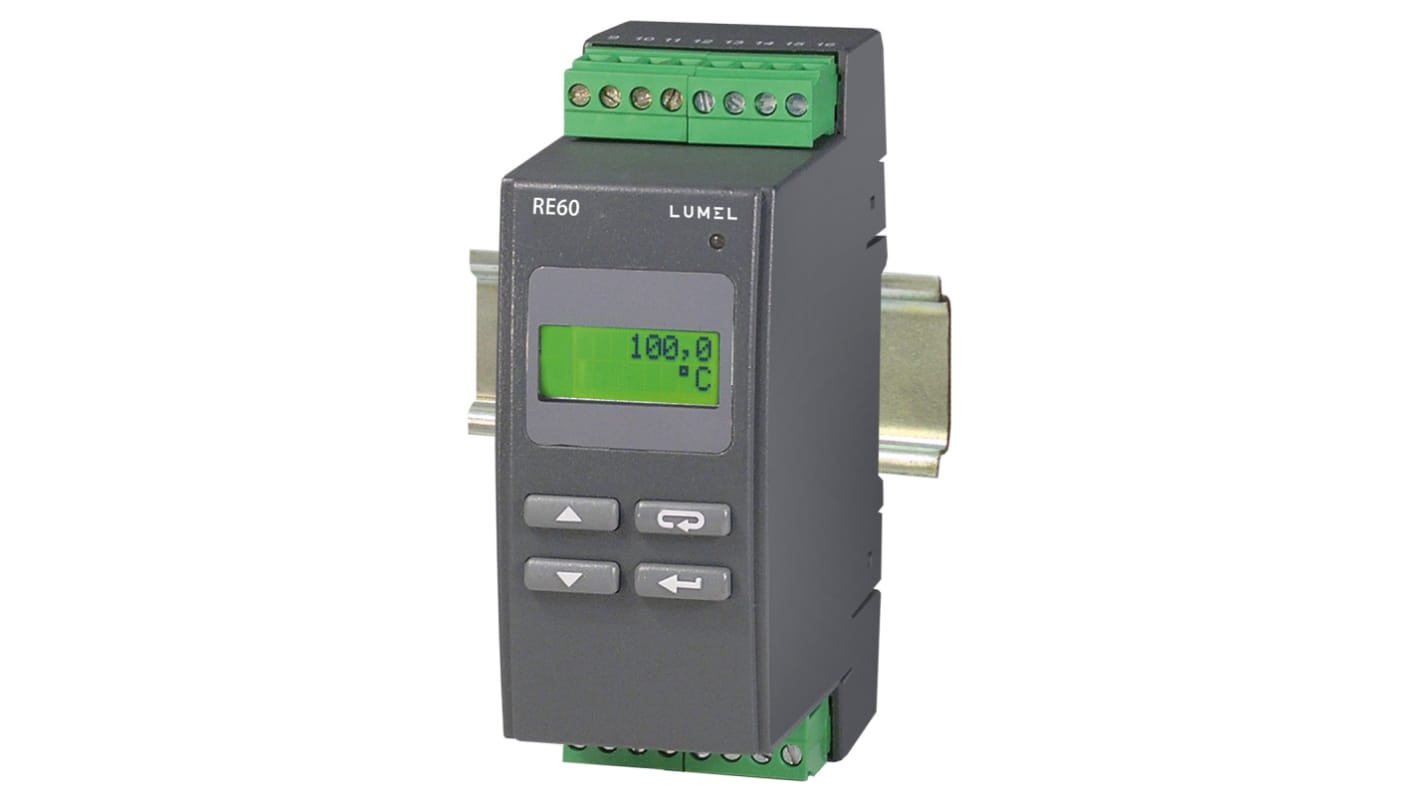 Lumel RE60 DIN Rail PID Temperature Controller, 45 x 120mm 1 Input, 3 Output Alarm, Relay, 230 V ac Supply Voltage