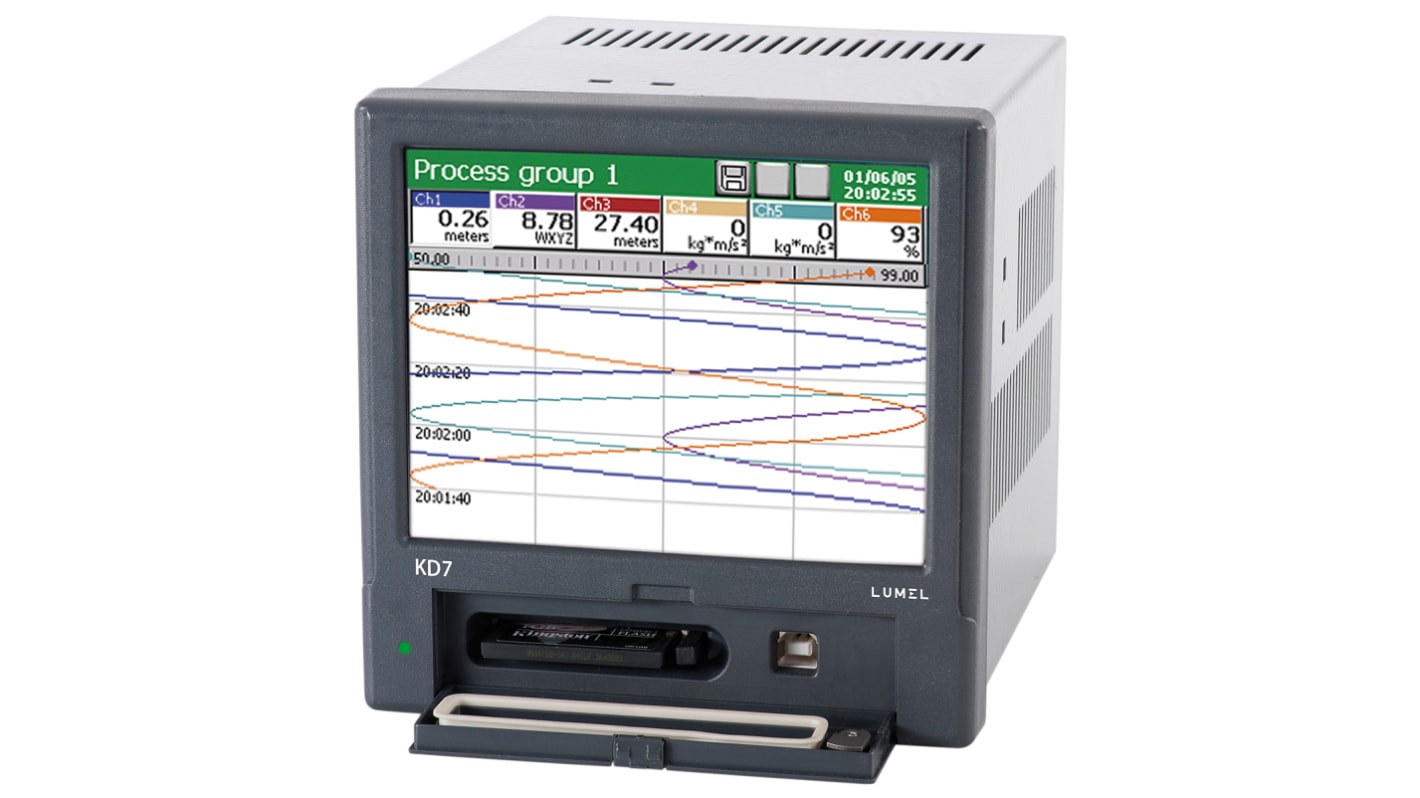 Registratore grafico Lumel a 5 canali, parametri Corrente, umidità, resistenza, temperatura, tensione