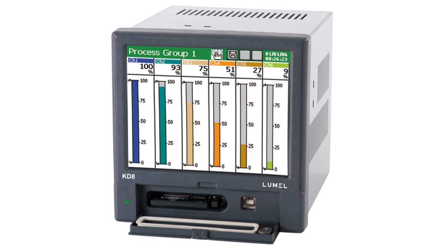 Lumel KD8, 4 Input Channels, 4 Output Channels, Videographic Chart Recorder Measures Current, Humidity, Resistance,