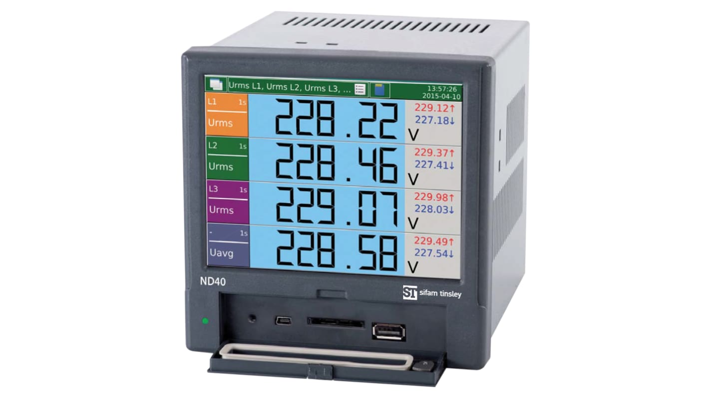 Sifam Tinsley ND40 LCD TFT Einbaumessgerät für Wirkleistungsfaktor, Strom, Frequenz Spannung T. 16mm