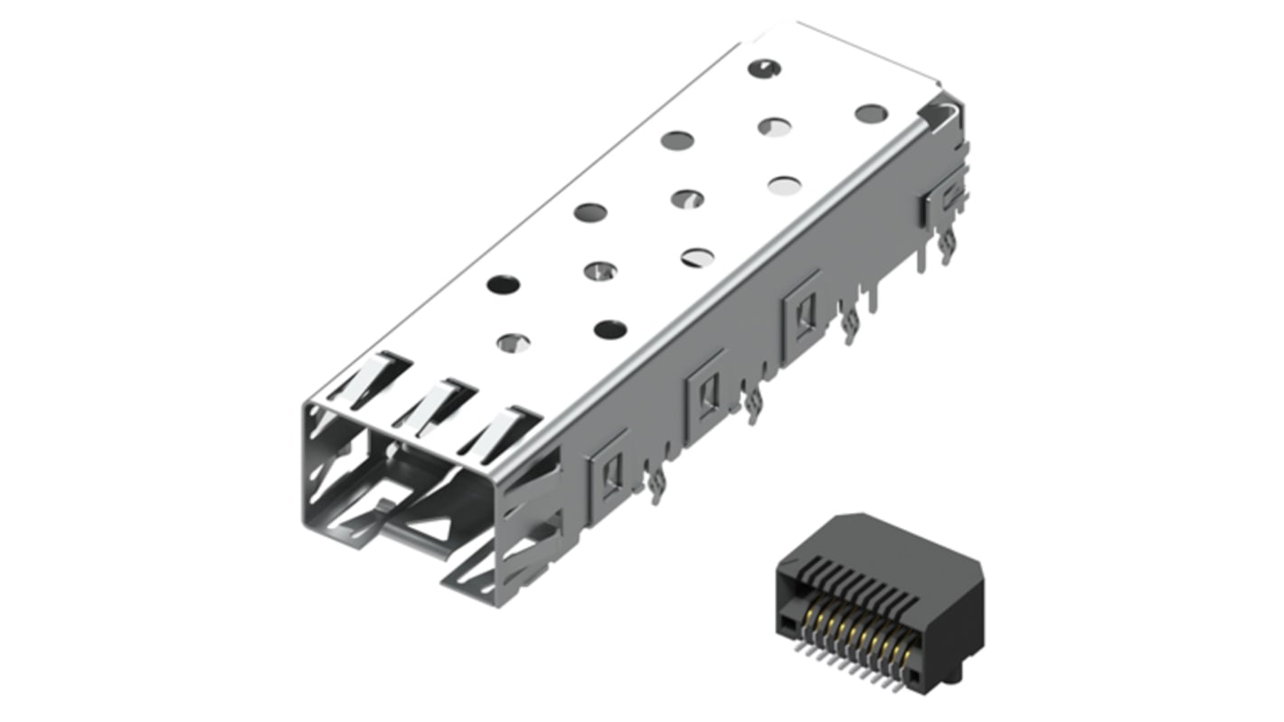 SFP+ klec, řada: SFPK, orientace těla: Rovný, počet portů: 1, Samice, SFP, Pájení, délka: 14mm, šířka: 48.73mm, výška: