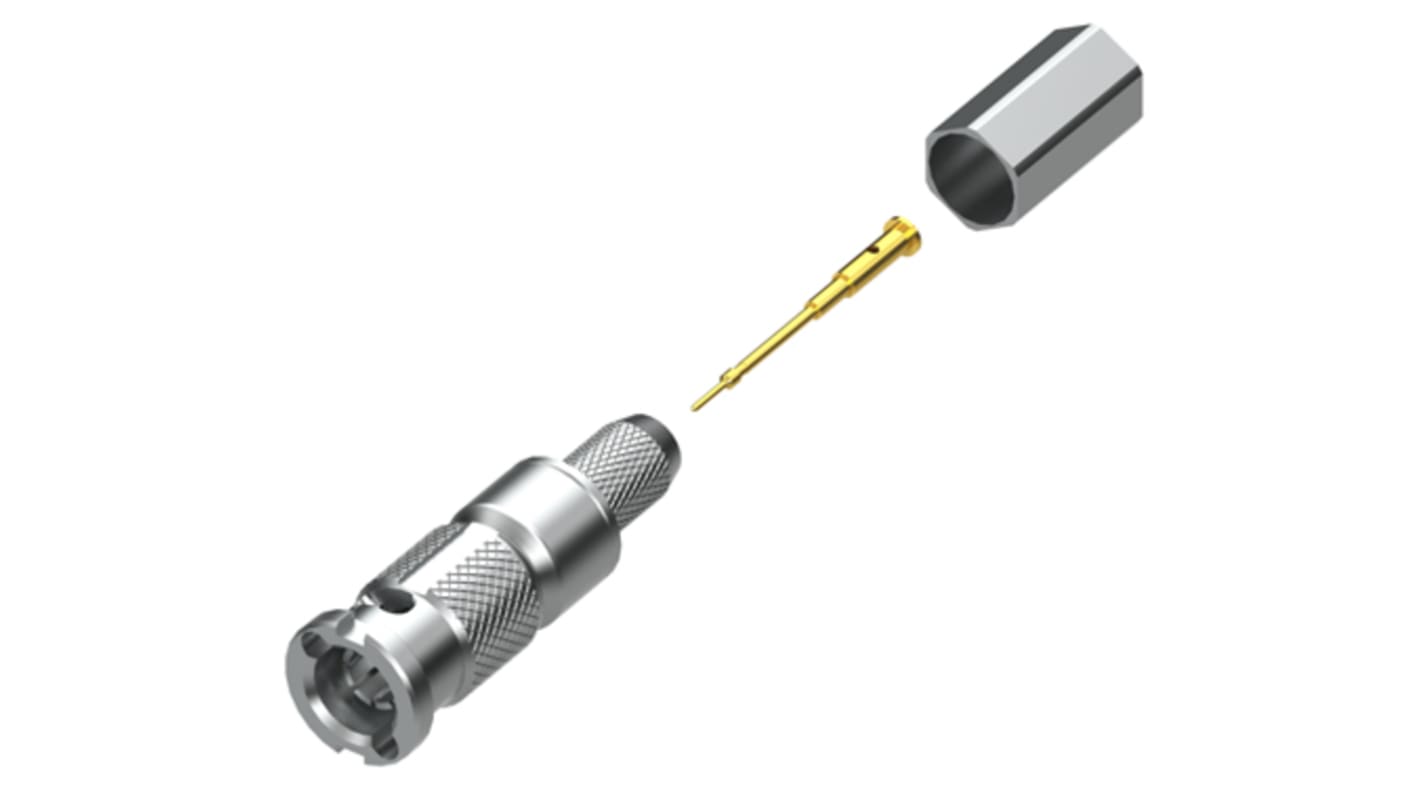 Conector coaxial Samtec HDBNC-P-C-GN-ST-CA8, Macho, Recto, Impedancia 75Ω, Montaje de Cable, Terminación de Crimpado,