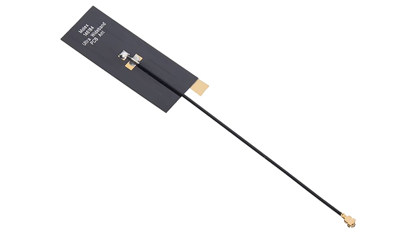 Mindenirányú Molex WiFi antenna Ragasztó 146184-0200 NYÁK Belső Mikro-koax RF 200mm 4dBi Ultra szélessávú (UWB) 146184