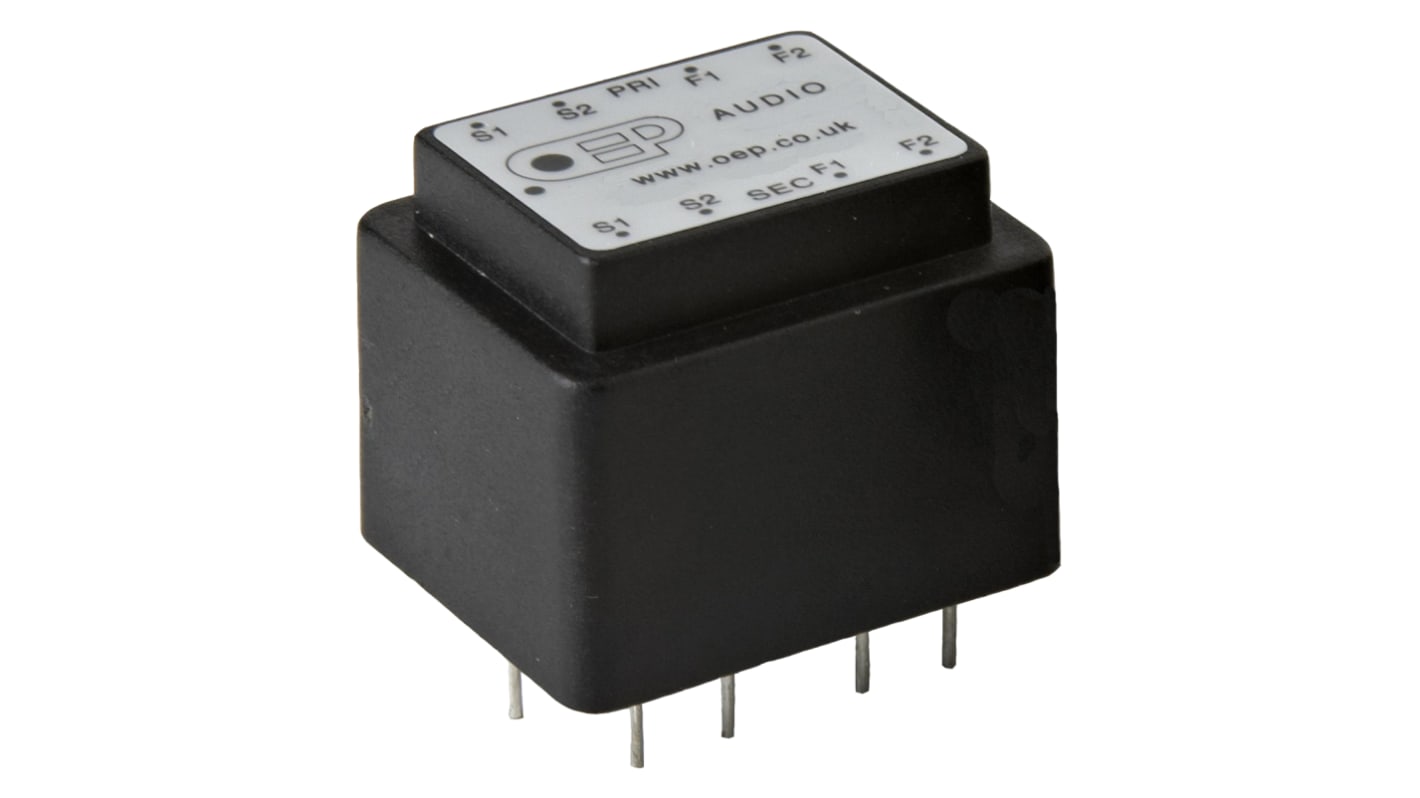 Audio transformátor, 2.5 kΩ, 10 kΩ, 1000V, Vrstvené, Průchozí otvor, 100mW, 1+1:1+1, 27.94 x 22.9 x 22.2mm,