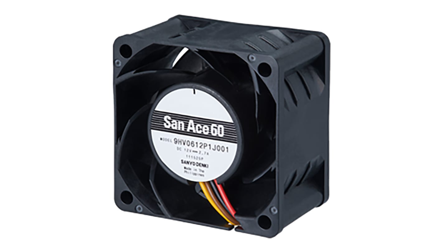 Ventilador Axial Sanyo Denki San Ace 9HV de 60 x 60 x 38mm, 12 V dc, 32.4W, 21700rpm, caudal 112.8m³/h, 68dB, salida