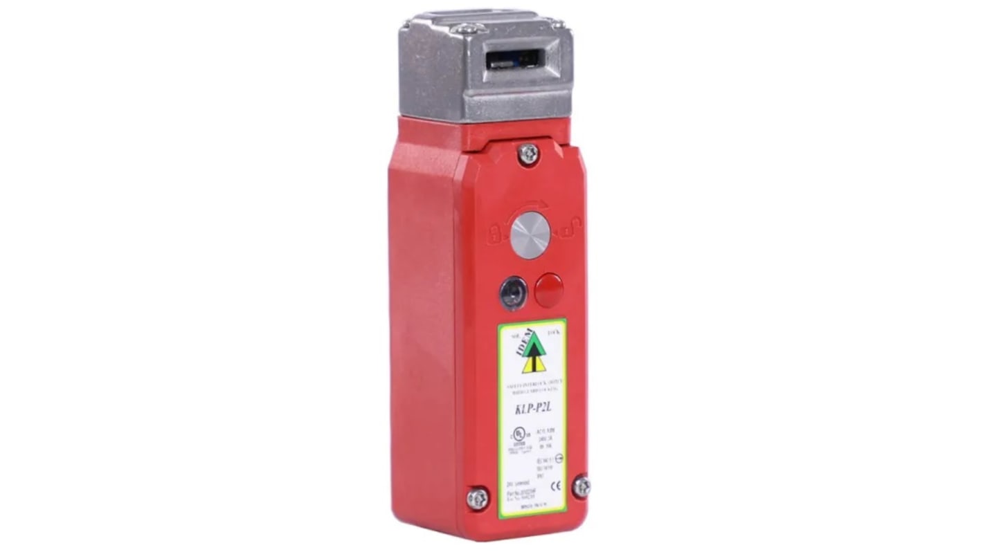 Interruptor de bloqueo por solenoide IDEM SEZYLOCK KLP-P2L, 24V dc, cont. aux. 1NA/1NC, Alimentar para bloquear, IP67