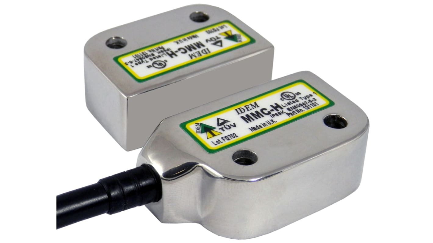 IDEM MMC-H Series Magnetic Non-Contact Safety Switch, 24V dc, 316 Stainless Steel Housing, 2NC, 2m Cable