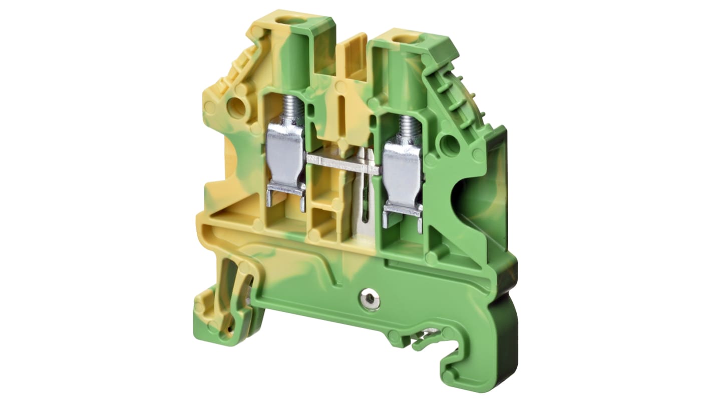 Bloc de jonction rail DIN Omron XW5G, 4mm², A visser, Vert/Jaune