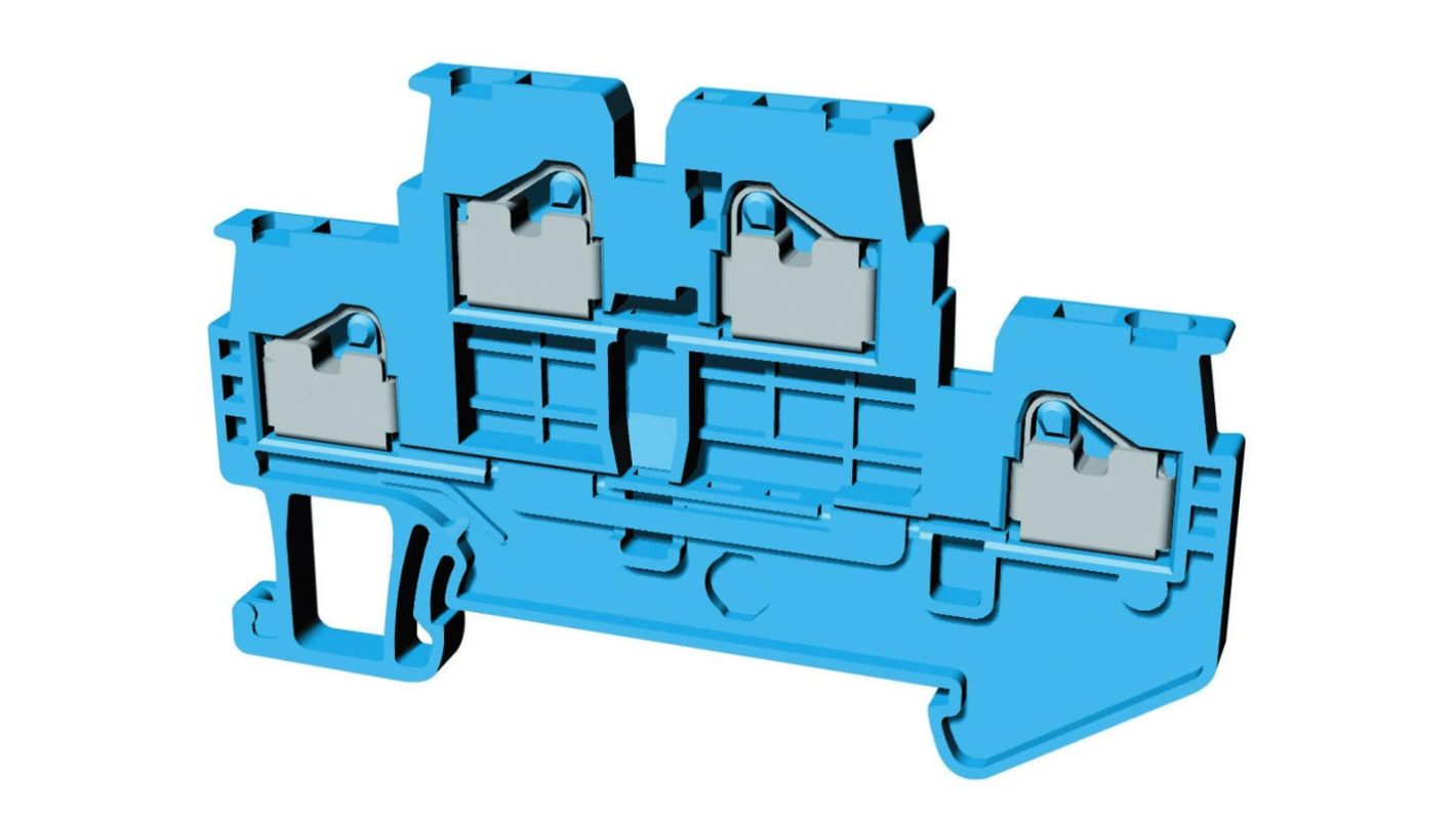 Morsetto per guida DIN senza fusibile Omron, Blu, livello Doppio, 15 (UL) A, 17.5 (IEC) A