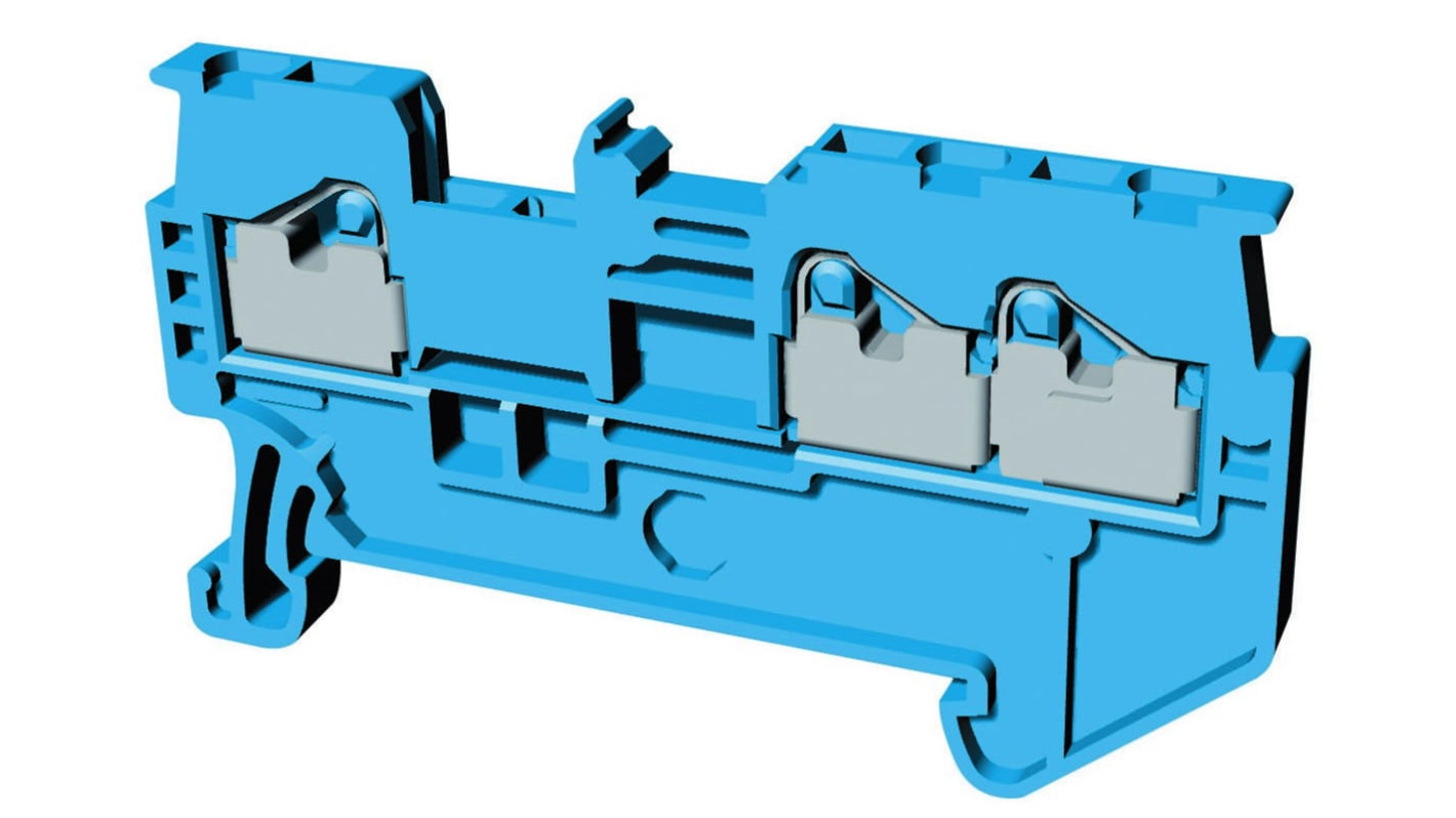 Omron XW5T Series Blue Non-Fused DIN Rail Terminal, 1.5mm², Single-Level, Push In Termination