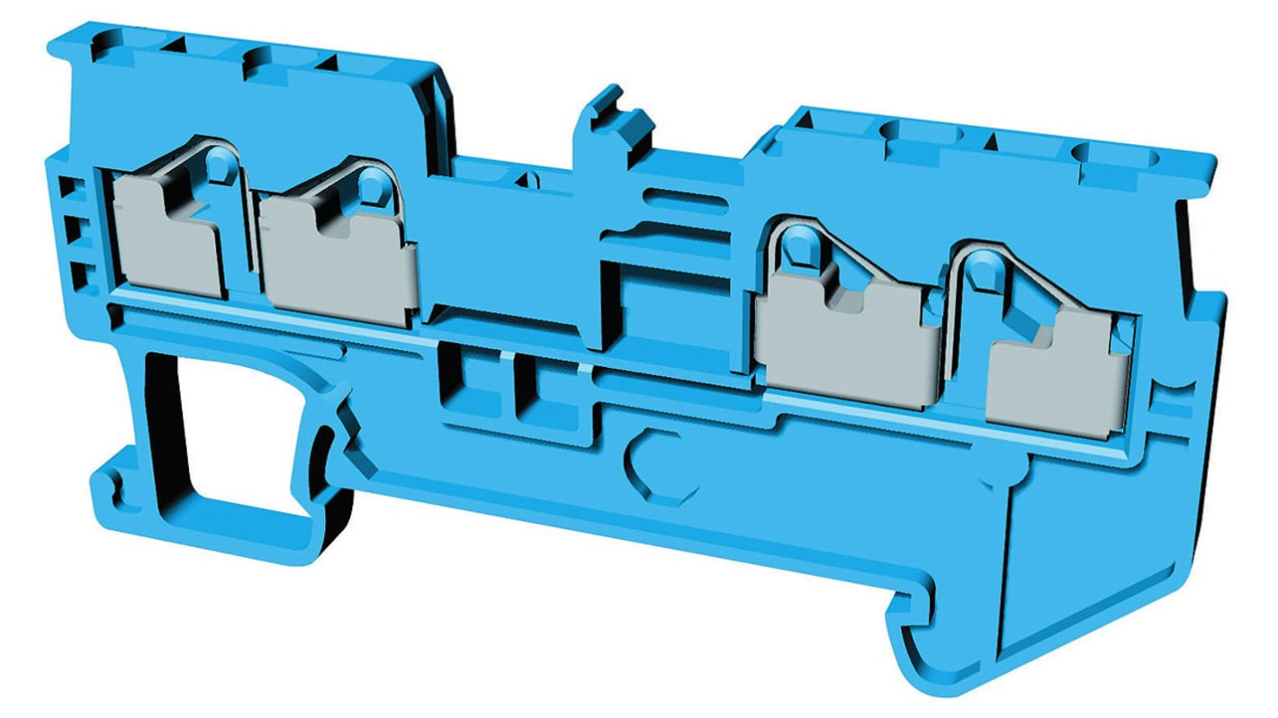 Bloc de jonction rail DIN sans fusible Omron XW5T, 1.5mm², Enfichable, Bleu