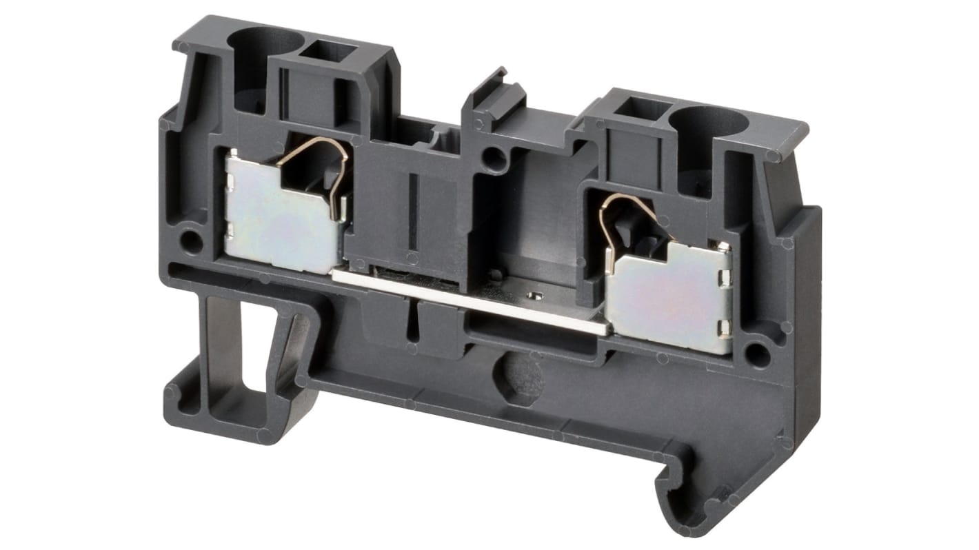 Omron XW5T Series Grey Non-Fused DIN Rail Terminal, 4mm², Single-Level, Push In Termination