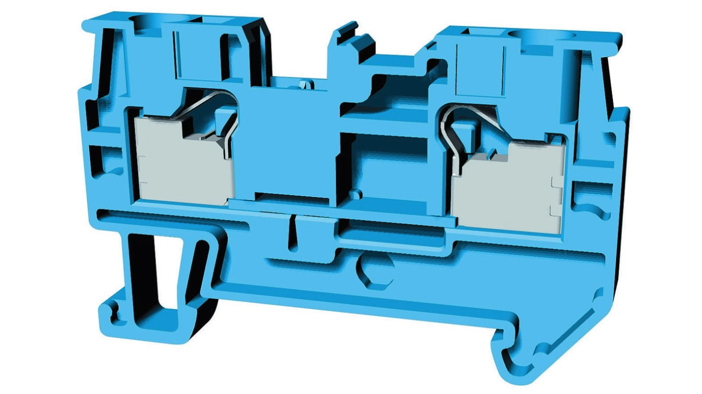 Omron XW5T Series Blue Non-Fused Terminal Block, 4mm², Single-Level, Push In Termination