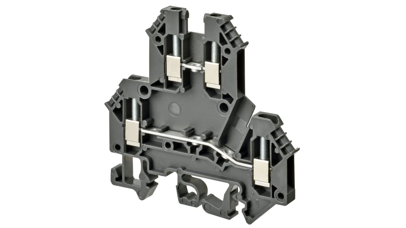 Omron XW5T Series Grey DIN Rail Terminal Block, 2.5mm², Double-Level, Screw Termination