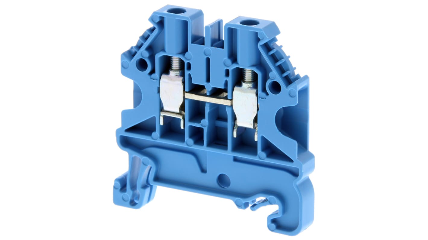 Omron XW5T Series Blue DIN Rail Terminal Block, 4mm², Single-Level, Screw Termination