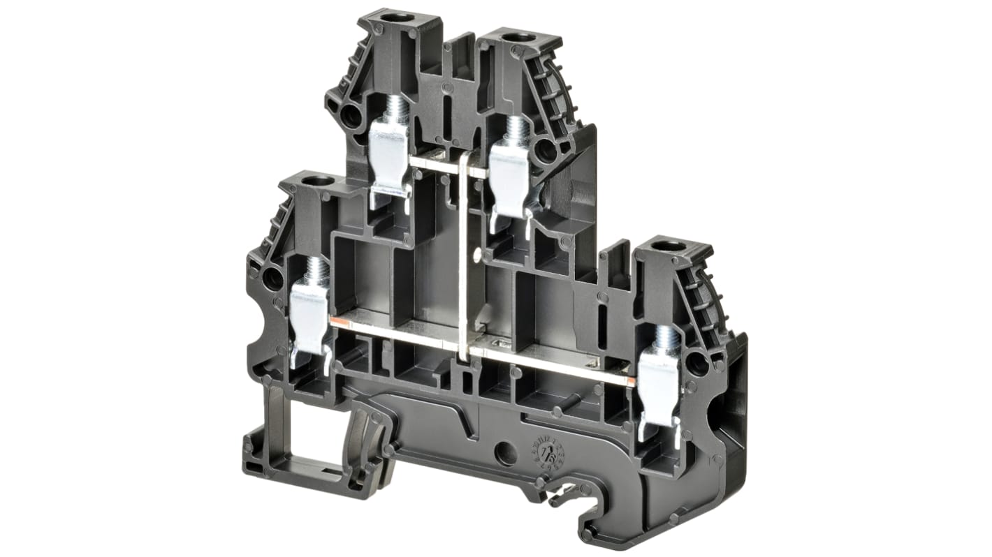 Omron XW5T Reihenklemmenblock Zweifach Schwarz, 4mm², 800 V / 30 (UL) A, 32 (IEC) A, Schraubanschluss