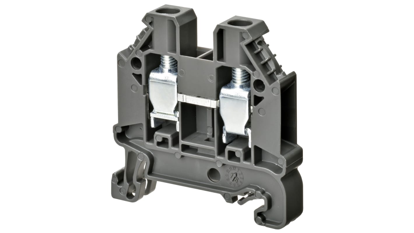 Omron XW5T Series Grey DIN Rail Terminal Block, 6mm², Single-Level, Screw Termination