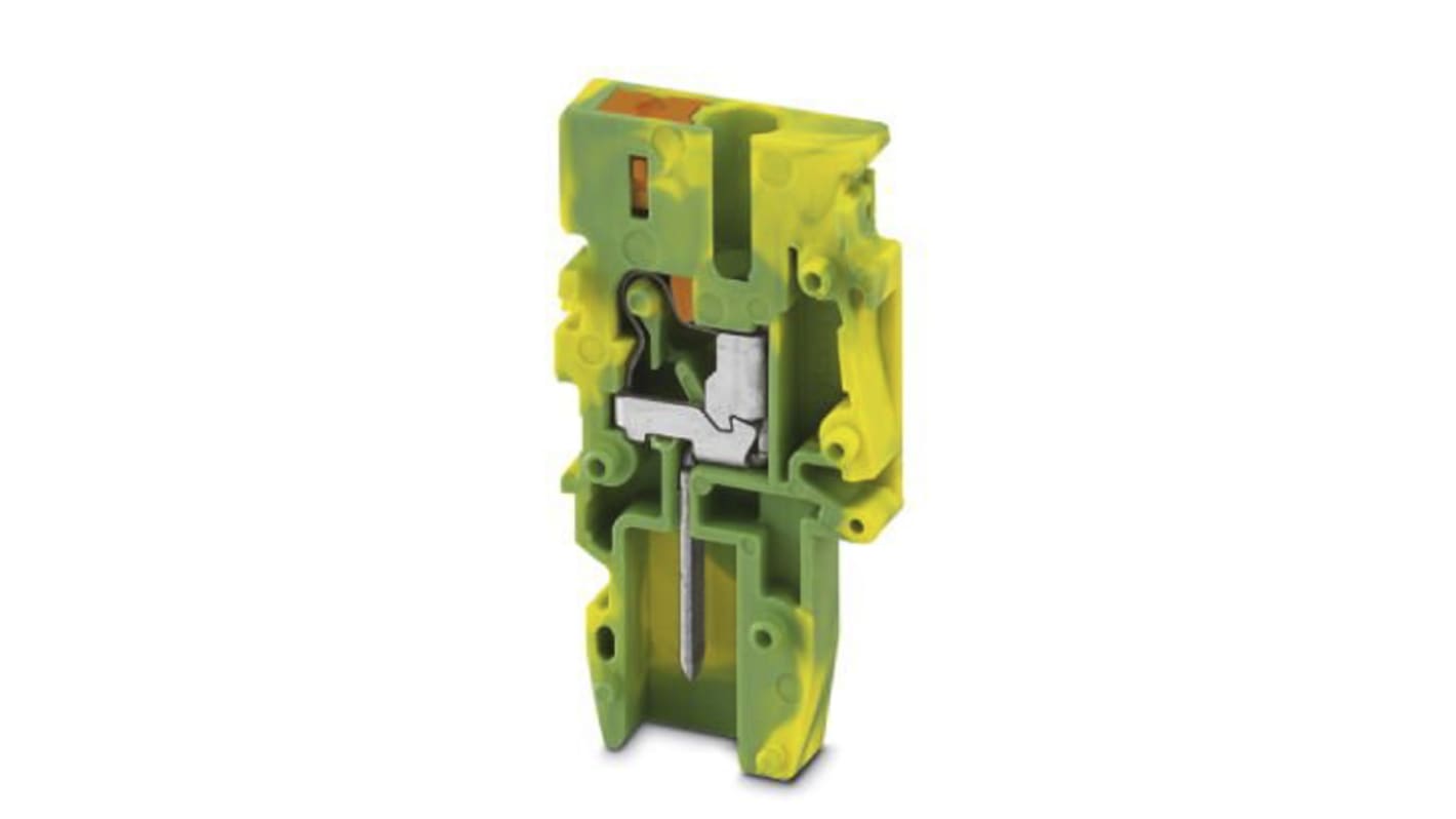 Phoenix Contact COMBI Series PPC 2,5/1-L GNYE Non-Fused Terminal Block, 24A, 26 → 12 AWG, 26 → 14