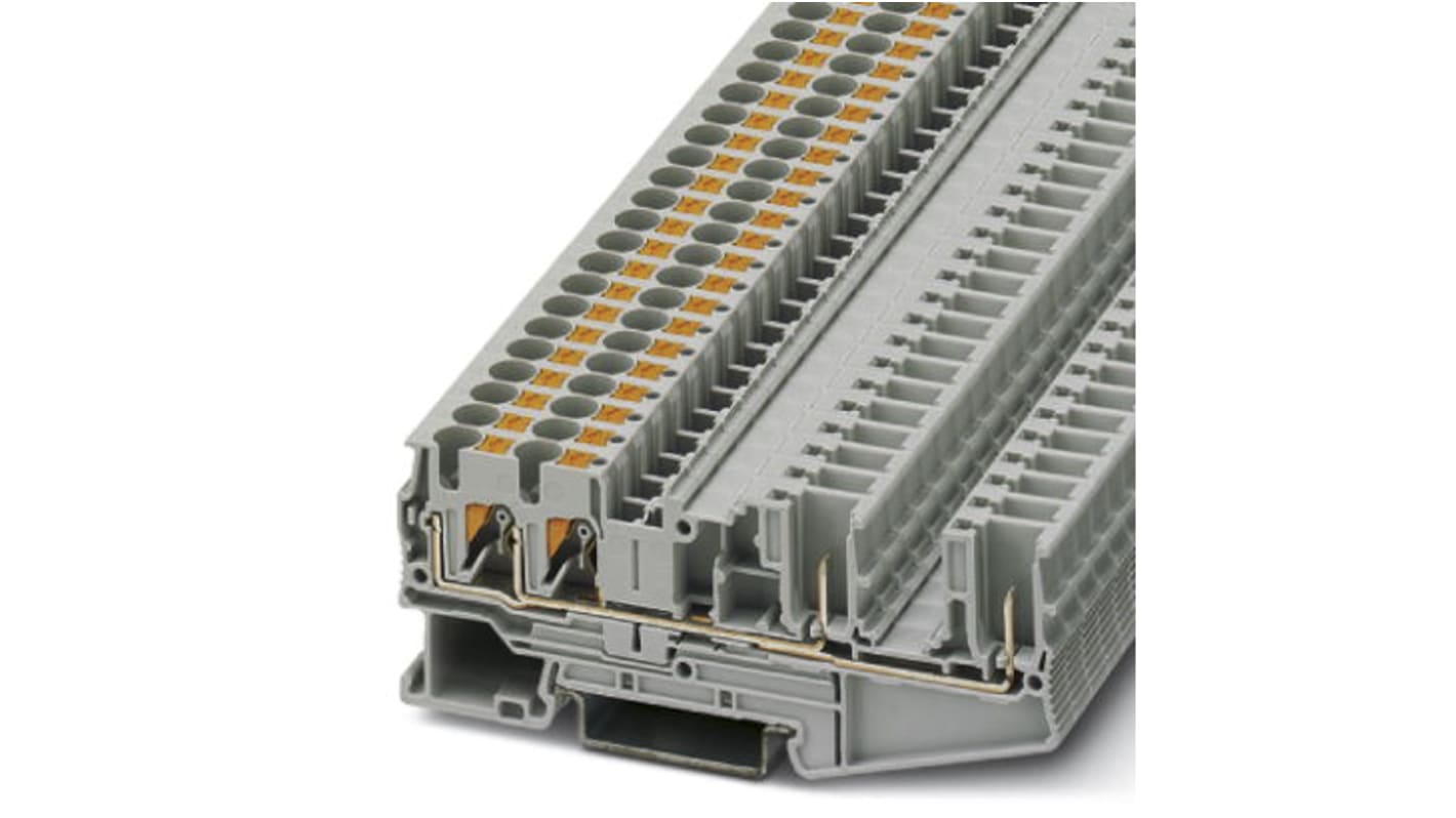 Phoenix Contact PT 4-QUATTRO/2P Series Feed Through Terminal Block, Push In Termination