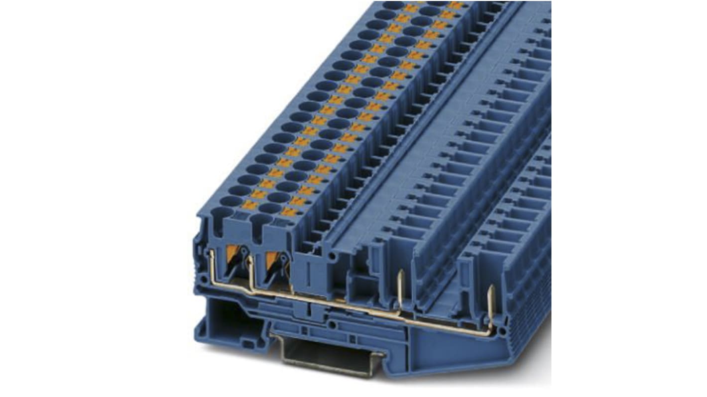 3212000 Phoenix Contact PT 4QUATTRO/2P BU Series Feed Through Terminal Block, Push In