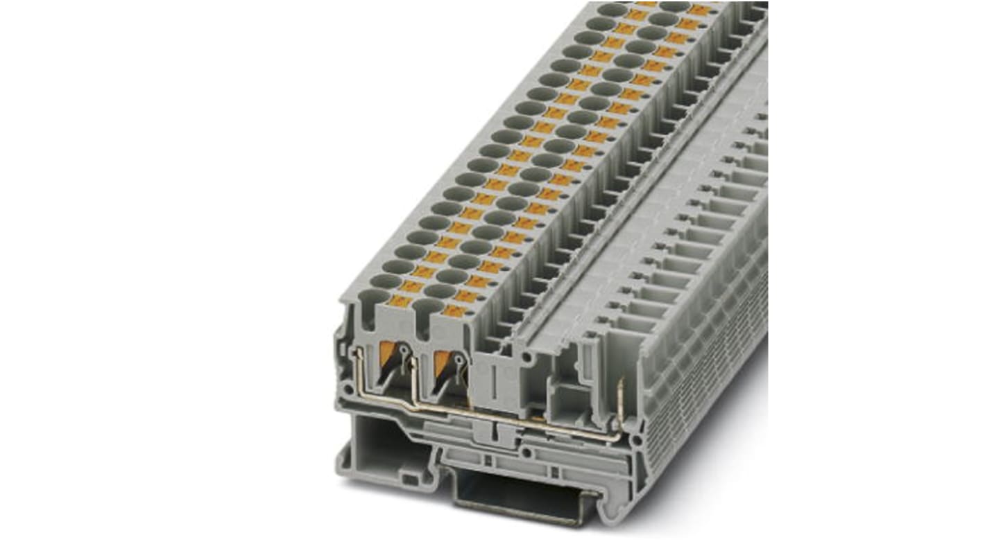 Phoenix Contact PT 4-TWIN/1P Series Feed Through Terminal Block, Push In Termination