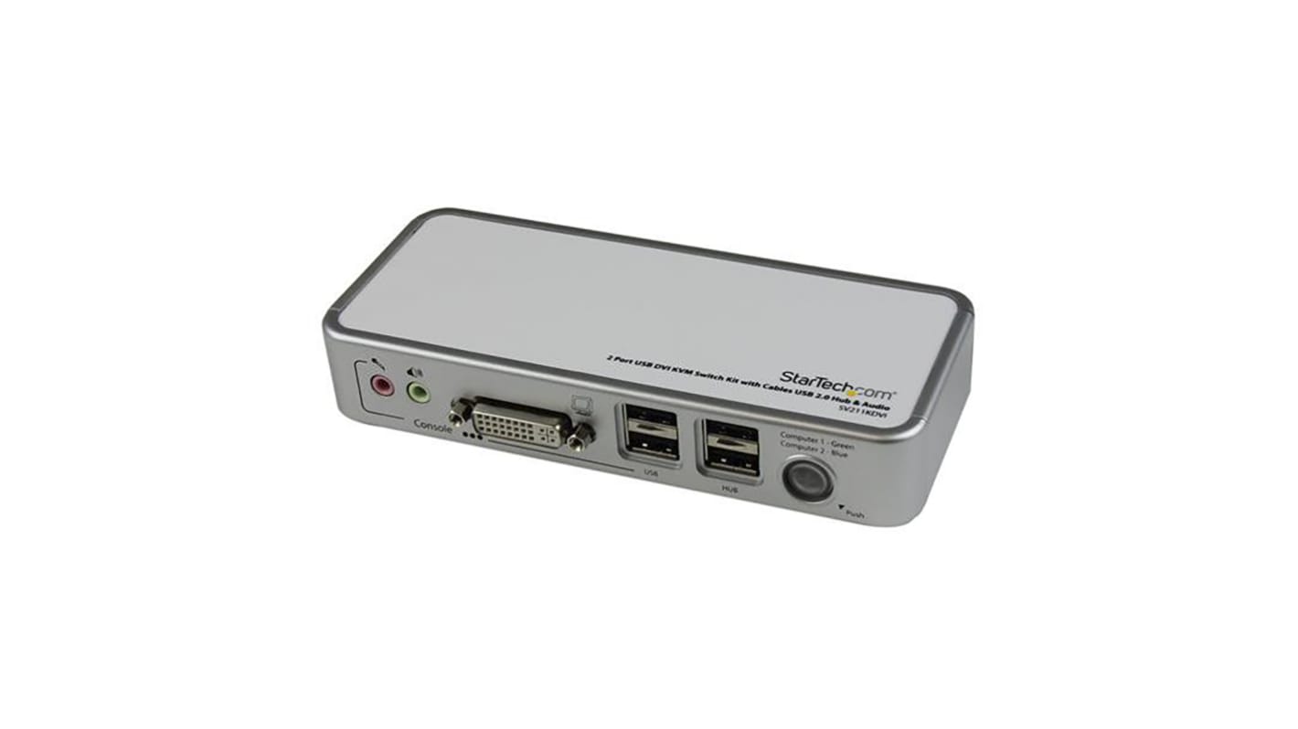 StarTech.com KVM-Switch 2-Port 1 Videoausgänge DVI 1 Displays USB 3,5 mm Stereo 154 x 65.5 x 27mm