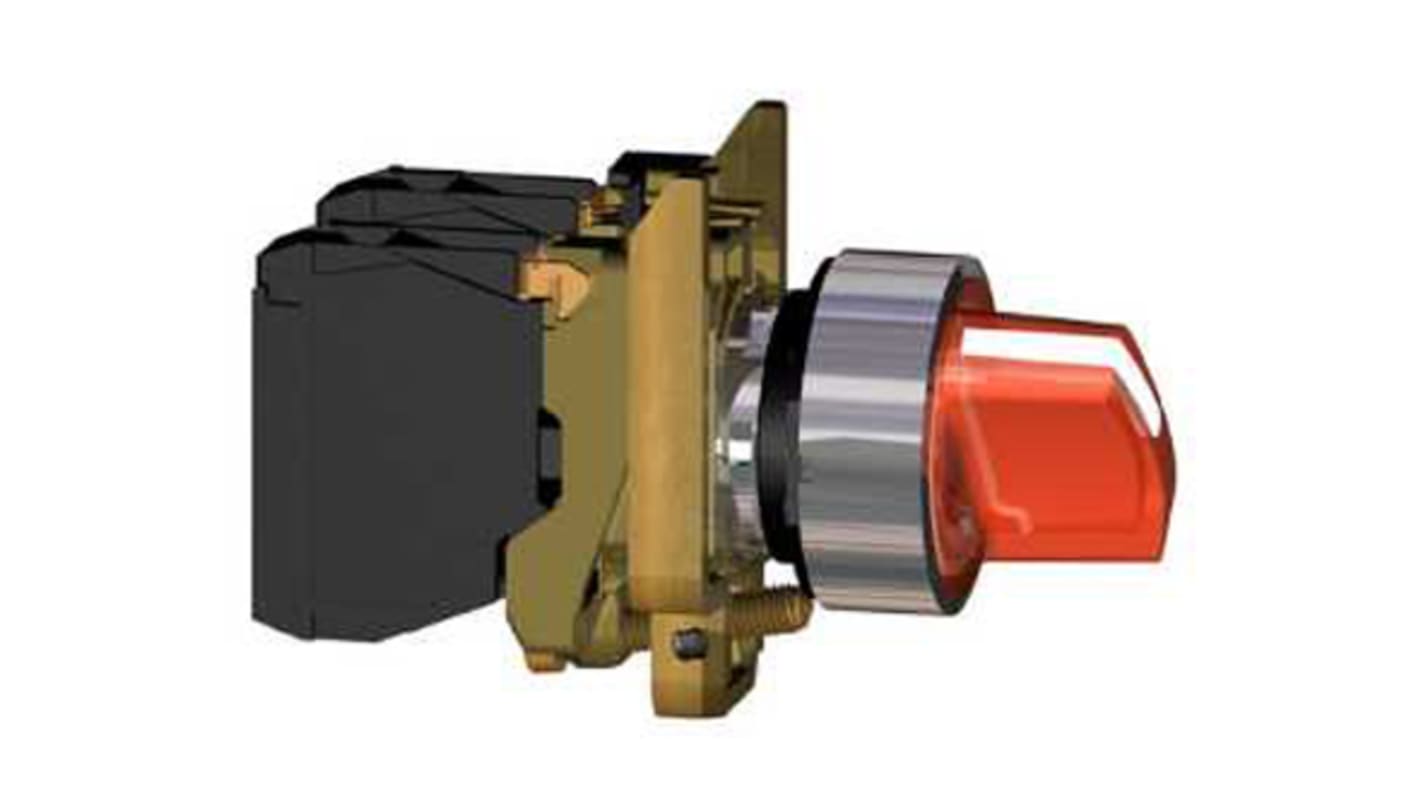 Schneider Electric Knob Selector Switch - (SPDT) 22mm Cutout Diameter, Illuminated 3 Positions