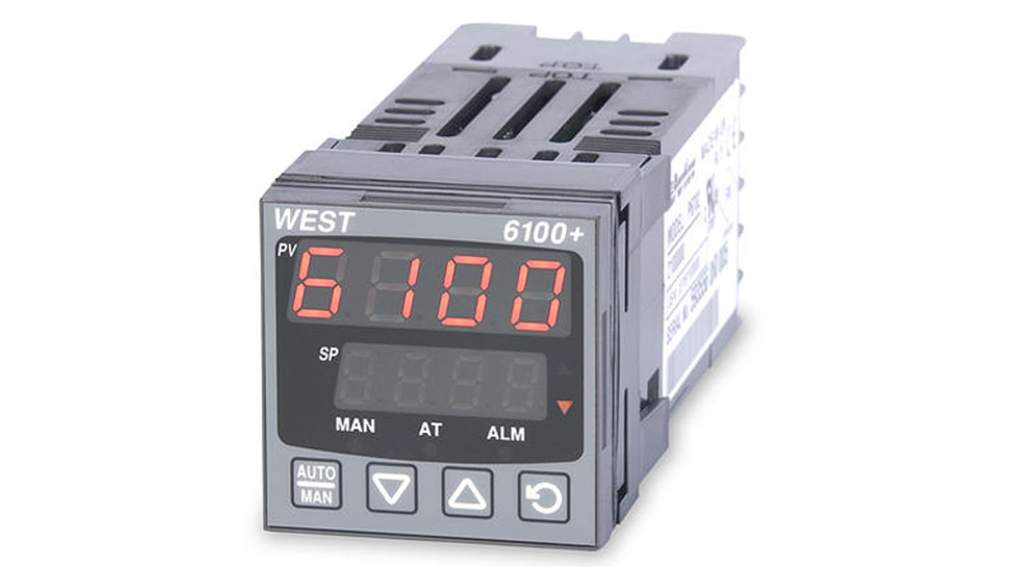 Controlador de temperatura PID West Instruments serie P6100+, 48 x 48mm, 24 → 48 V ac/dc, 1 entrada Termopar, 2