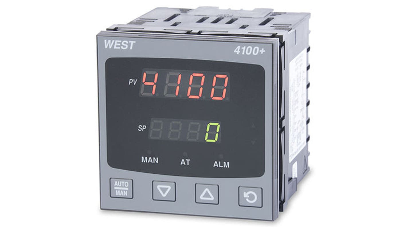 Controlador de temperatura PID West Instruments serie P4100+, 96 x 96mm, 100 → 240 V ac, 1 entrada Termopar, 3