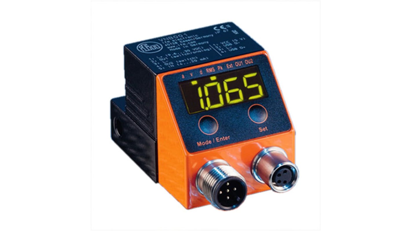 ifm electronic Vibrationssensor 100 mA 500mm/s, 500Ω L. 37.6mm B. 62.4mm T. 36mm, -30°C +60°C