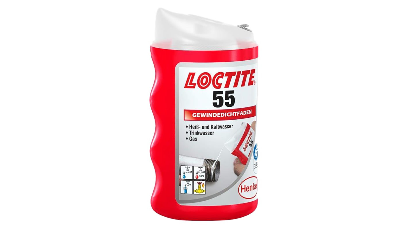 Těsnivo na potrubí a závity, Bílá, Těsnění závitů, kontejner 160 m, -55 → +150 °C, název: Loctite 55 Loctite